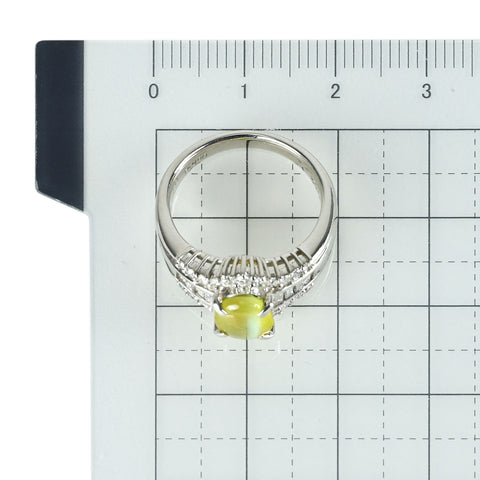 【中古】PT900 CATS EYE キャッツアイ リング CE1.49ct D0.52ct 7.7g #11