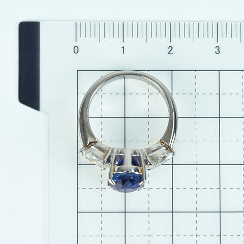 【中古】PT900 SAPPHIRE RING スリランカ産 サファイアリング S4.84ct D1.05ct GRS鑑別書 7.5g #11