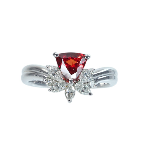 【中古】PT900 PAPARACI非加熱パパラチャサファイアリング 0.989ct D0.43ct GRS/GIA鑑別書 5.9g #11