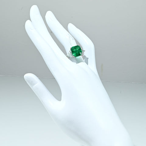 【中古】PT900 EMERALD RING エメラルドリング E7.024ct D1.669ct GRS鑑別書 8.0g #12