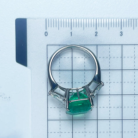【中古】PT900 EMERALD RING エメラルドリング E7.024ct D1.669ct GRS鑑別書 8.0g #12