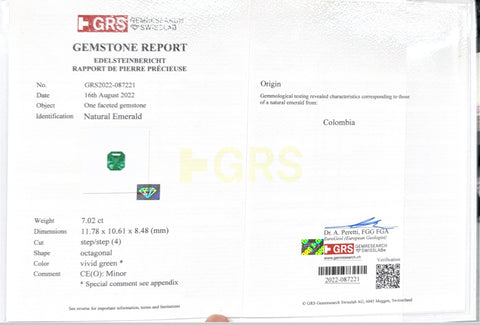 【中古】PT900 EMERALD RING エメラルドリング E7.024ct D1.669ct GRS鑑別書 8.0g #12