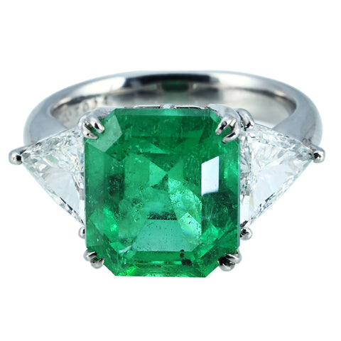 【中古】PT900 EMERALD RING エメラルドリング E7.024ct D1.669ct GRS鑑別書 8.0g #12