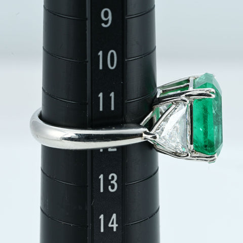 【中古】PT900 EMERALD RING エメラルドリング E7.024ct D1.669ct GRS鑑別書 8.0g #12
