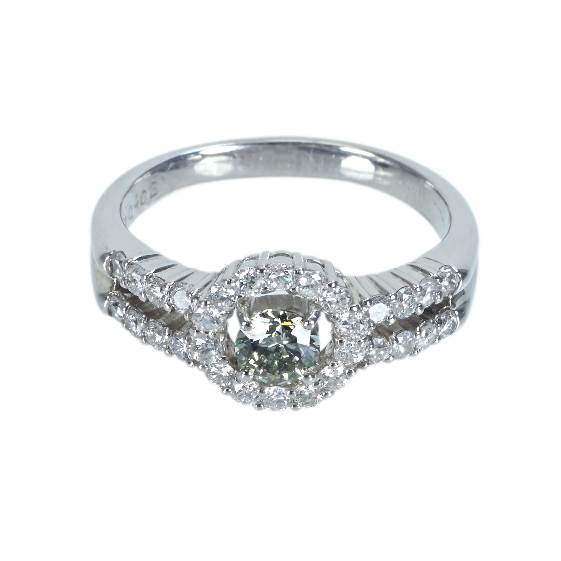 中古】 PT900 DIAMOND ダイヤモンドリング 0.402 D0.67ct 7.7g #16.5