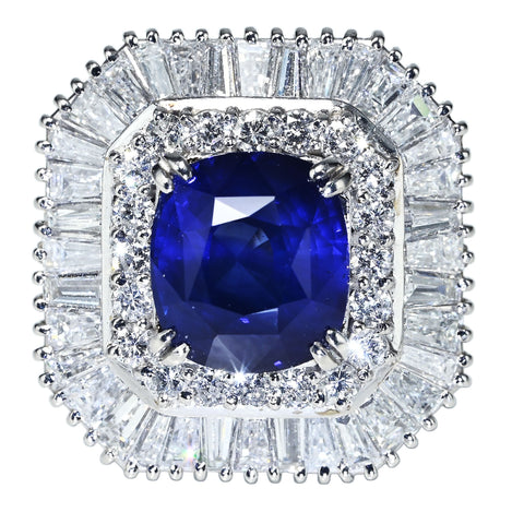 【中古】PT900 SAPPHIRE RING スリランカ産 サファイアリング S6.94ct D3.61ct GRS Royal Blue 鑑別書 18.7g # 11