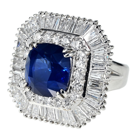 【中古】PT900 SAPPHIRE RING スリランカ産 サファイアリング S6.94ct D3.61ct GRS Royal Blue 鑑別書 18.7g # 11