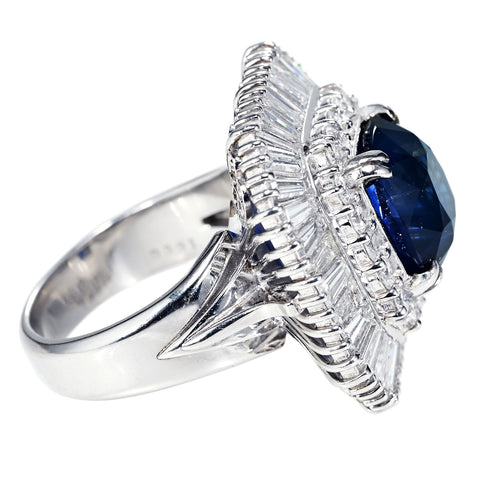 【中古】PT900 SAPPHIRE RING スリランカ産 サファイアリング S6.94ct D3.61ct GRS Royal Blue 鑑別書 18.7g # 11
