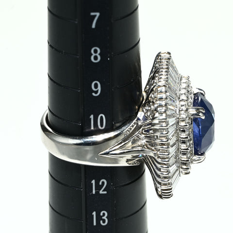 【中古】PT900 SAPPHIRE RING スリランカ産 サファイアリング S6.94ct D3.61ct GRS Royal Blue 鑑別書 18.7g # 11