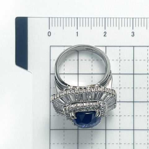 【中古】PT900 SAPPHIRE RING スリランカ産 サファイアリング S6.94ct D3.61ct GRS Royal Blue 鑑別書 18.7g # 11