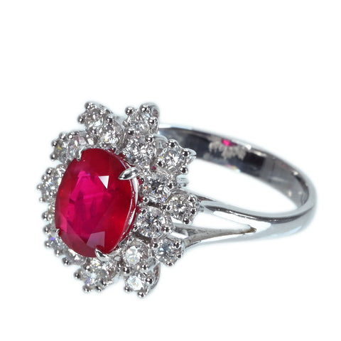 【中古】K18WG NO HEAT RUBY RING モザンビーク産 非加熱ルビーリング R2.28ct D0.71ct GRS鑑別書 4.1g #12.5