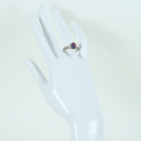 【中古】PT900 BLACK OPALブラックオパールリング BO1.06ct D0.61ct GRJソーティング 6.2g #13