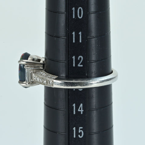 【中古】PT900 BLACK OPALブラックオパールリング BO1.06ct D0.61ct GRJソーティング 6.2g #13