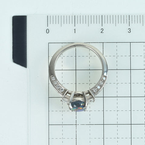 【中古】PT900 BLACK OPALブラックオパールリング BO1.06ct D0.61ct GRJソーティング 6.2g #13