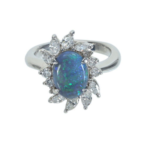 【中古】 PT900 BLACK OPALブラックオパールリング BO1.693ct D0.75ct GGSソーティング 8.7g  #11