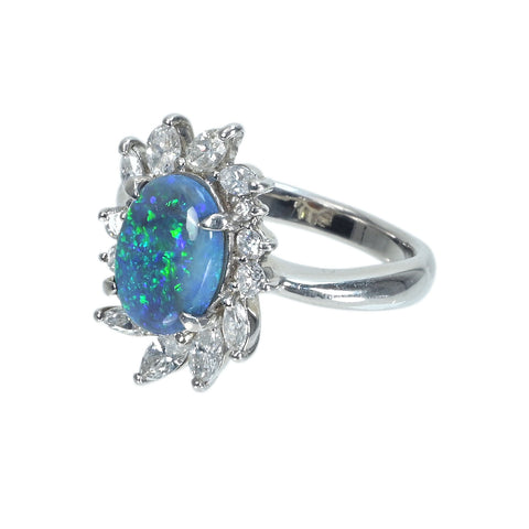 【中古】 PT900 BLACK OPALブラックオパールリング BO1.693ct D0.75ct GGSソーティング 8.7g  #11