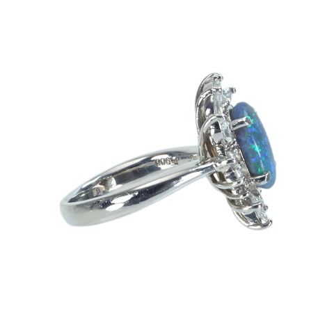 【中古】 PT900 BLACK OPALブラックオパールリング BO1.693ct D0.75ct GGSソーティング 8.7g  #11