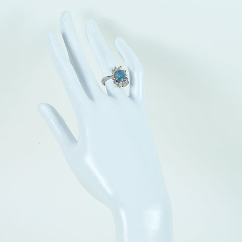 【中古】 PT900 BLACK OPALブラックオパールリング BO1.693ct D0.75ct GGSソーティング 8.7g  #11