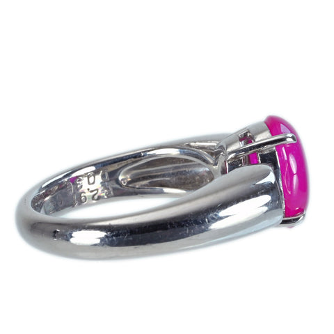 [Pre-owned] Tsukasa Muramatsu PT900 Ruby Cabochon Cut Ruby Ring, R2.91ct, D0.36ct, 10.6g, #10 