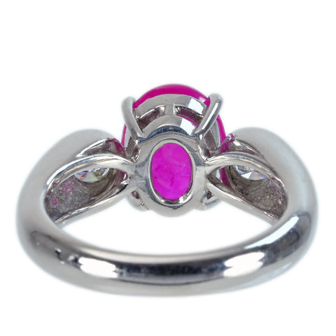 [Pre-owned] Tsukasa Muramatsu PT900 Ruby Cabochon Cut Ruby Ring, R2.91ct, D0.36ct, 10.6g, #10 