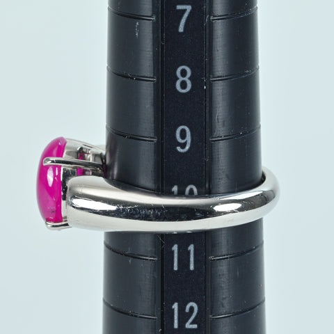 [Pre-owned] Tsukasa Muramatsu PT900 Ruby Cabochon Cut Ruby Ring, R2.91ct, D0.36ct, 10.6g, #10 