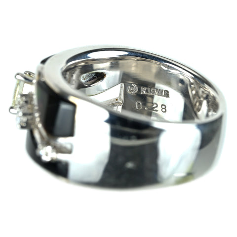 【中古】TASAKI タサキ K18WG オニキス/シェル DIAMONDダイヤモンドリング 0.28ct 0.13ct 11.8g #12
