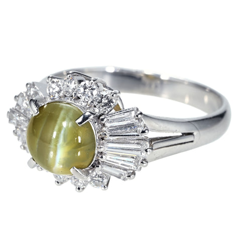 【中古】PT900 CATS EYE RING クリソベリルキャッツアイリング CE2.08ct D0.71ct 5.0g #10