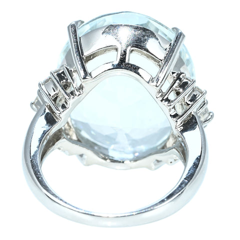 【中古】PT900 AQUAMARINE RING アクアマリンリング AQ20.33ct D0.56ct CGLソーティング 17.1g #13