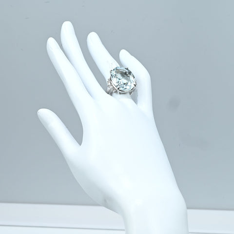 【中古】PT900 AQUAMARINE RING アクアマリンリング AQ20.33ct D0.56ct CGLソーティング 17.1g #13