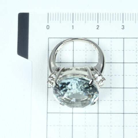 【中古】PT900 AQUAMARINE RING アクアマリンリング AQ20.33ct D0.56ct CGLソーティング 17.1g #13