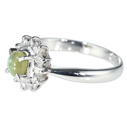 【中古】PT900 CATS EYE RING クリソベリルキャッツアイリング CE0.74ct 0.30ct 5.1g #14