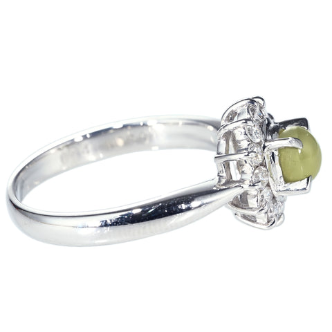 【中古】PT900 CATS EYE RING クリソベリルキャッツアイリング CE0.74ct 0.30ct 5.1g #14