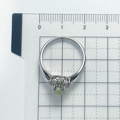 【中古】PT900 CATS EYE RING クリソベリルキャッツアイリング CE0.74ct 0.30ct 5.1g #14