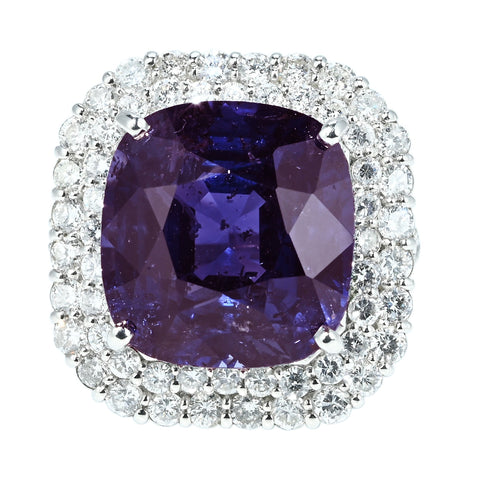 【中古】 PT950 NO-HEAT COLOR- CHANGING SAPPHIRE RING 非加熱カラーチェンジサファイアリング  S16.54ct D1.71ct GRS鑑別書 12.0g