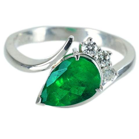 【中古】PT900 EMERALD RING エメラルドリング E2.323ct D0.226ct 8.1g #20