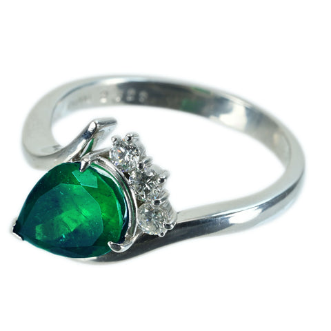 【中古】PT900 EMERALD RING エメラルドリング E2.323ct D0.226ct 8.1g #20