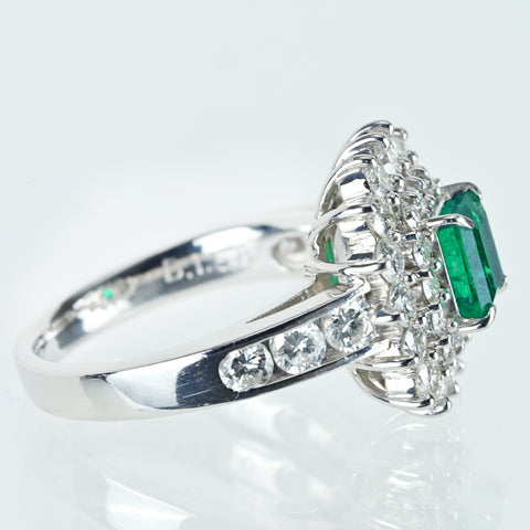 【中古】PT900 EMERALD エメラルドリング E0.83ct D1.58ct 9.4g #11