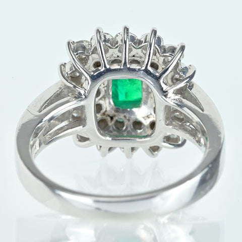 【中古】PT900 EMERALD エメラルドリング E0.83ct D1.58ct 9.4g #11