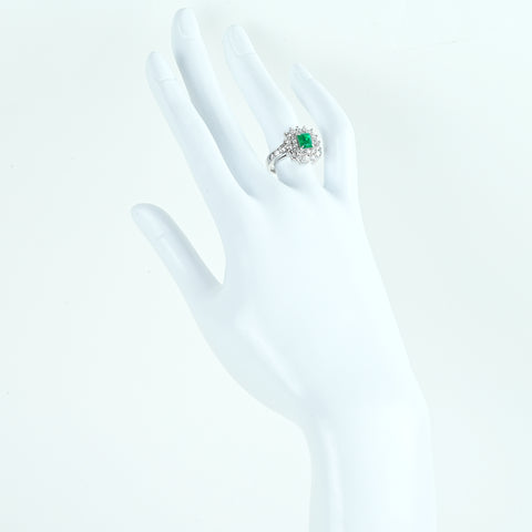 【中古】PT900 EMERALD エメラルドリング E0.83ct D1.58ct 9.4g #11