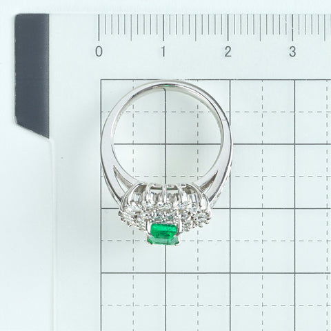 【中古】PT900 EMERALD エメラルドリング E0.83ct D1.58ct 9.4g #11
