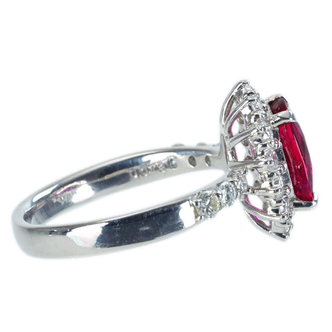 【中古】PT900 NO HEAT RUBY RING 非加熱ルビーリング R2.015ct D0.73ct 日宝協ソーティング 6.0g #11.5