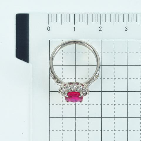 【中古】PT900 NO HEAT RUBY RING 非加熱ルビーリング R2.015ct D0.73ct 日宝協ソーティング 6.0g #11.5