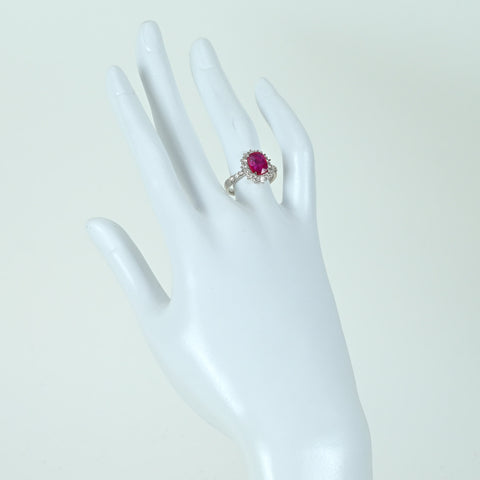 【中古】PT900 NO HEAT RUBY RING 非加熱ルビーリング R2.015ct D0.73ct 日宝協ソーティング 6.0g #11.5