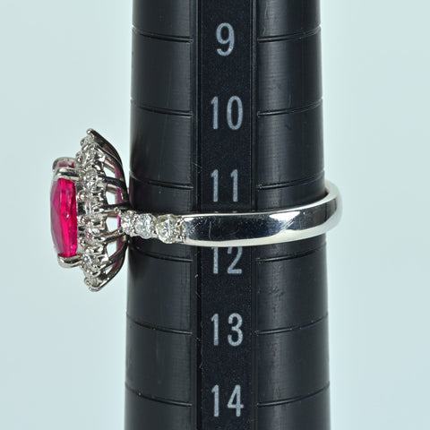 【中古】PT900 NO HEAT RUBY RING 非加熱ルビーリング R2.015ct D0.73ct 日宝協ソーティング 6.0g #11.5