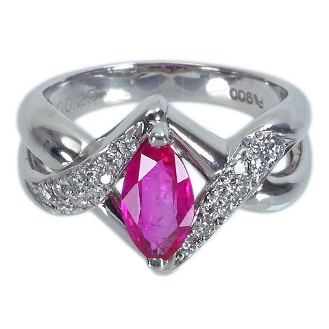 【中古】PT900 RUBYルビーリング R1.22ct D0.25xct CGLソーティング 9.1g #15
