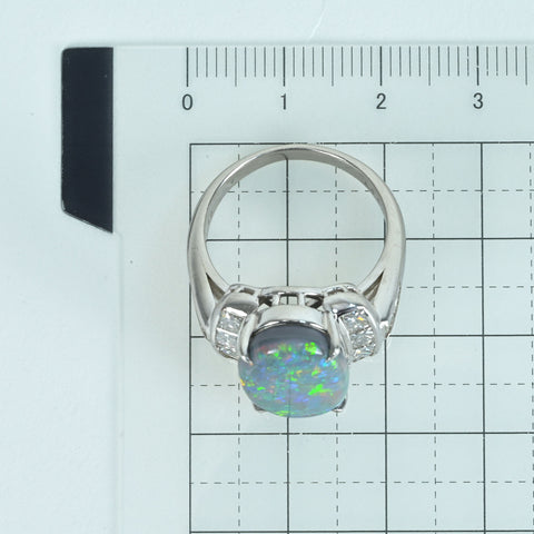 [Pre-owned] PT900 BLACK OPAL Black Opal Ring, 6.93ct Bore, 1.45ct Diameter, 12.1g, #17 