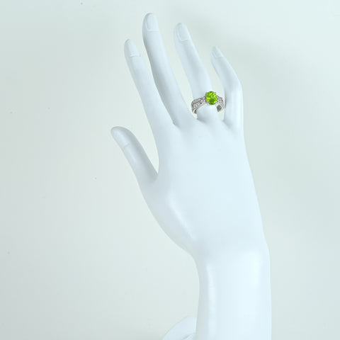 【中古】PT900 PERIDOTペリドットリング P2.31ct D0.35ct 8.5g #12.5