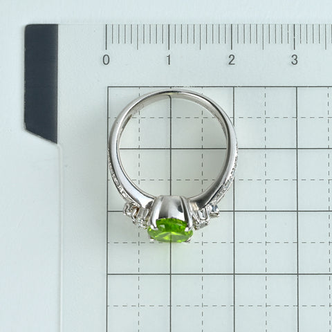 【中古】PT900 PERIDOTペリドットリング P2.31ct D0.35ct 8.5g #12.5