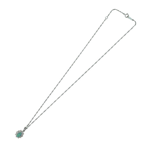 [Pre-owned] PT850/PT900 BLACK OPAL pendant necklace, BO 0.58ct, D 0.32ct, 4.4g 