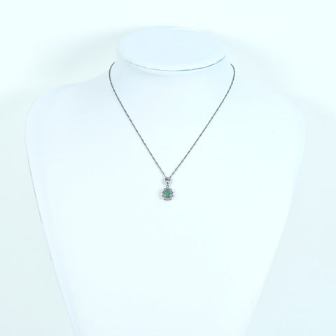 [Pre-owned] PT850/PT900 BLACK OPAL pendant necklace, BO 0.58ct, D 0.32ct, 4.4g 